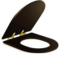 Assento Poliester Soft Close Carrara Marrom Fosco Para Vaso Deca Com Ferragem Dourada - 2