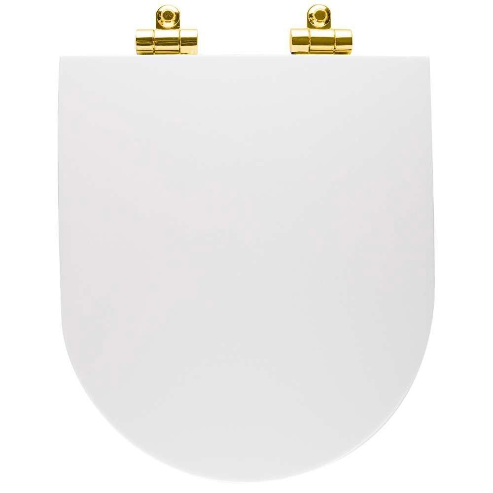 Assento Poliester Soft Close Antimicrobiano Carrara Branco Para Vaso Deca Com Ferragem Dourada - 9