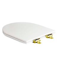 Assento Poliester Soft Close Antimicrobiano Carrara Branco Para Vaso Deca Com Ferragem Dourada - 6