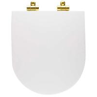 Assento Poliester Soft Close Antimicrobiano Carrara Branco Para Vaso Deca Com Ferragem Dourada - 9
