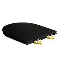Assento Poliester Soft Close Carrara Preto Fosco Para Vaso Deca Com Ferragem Dourada