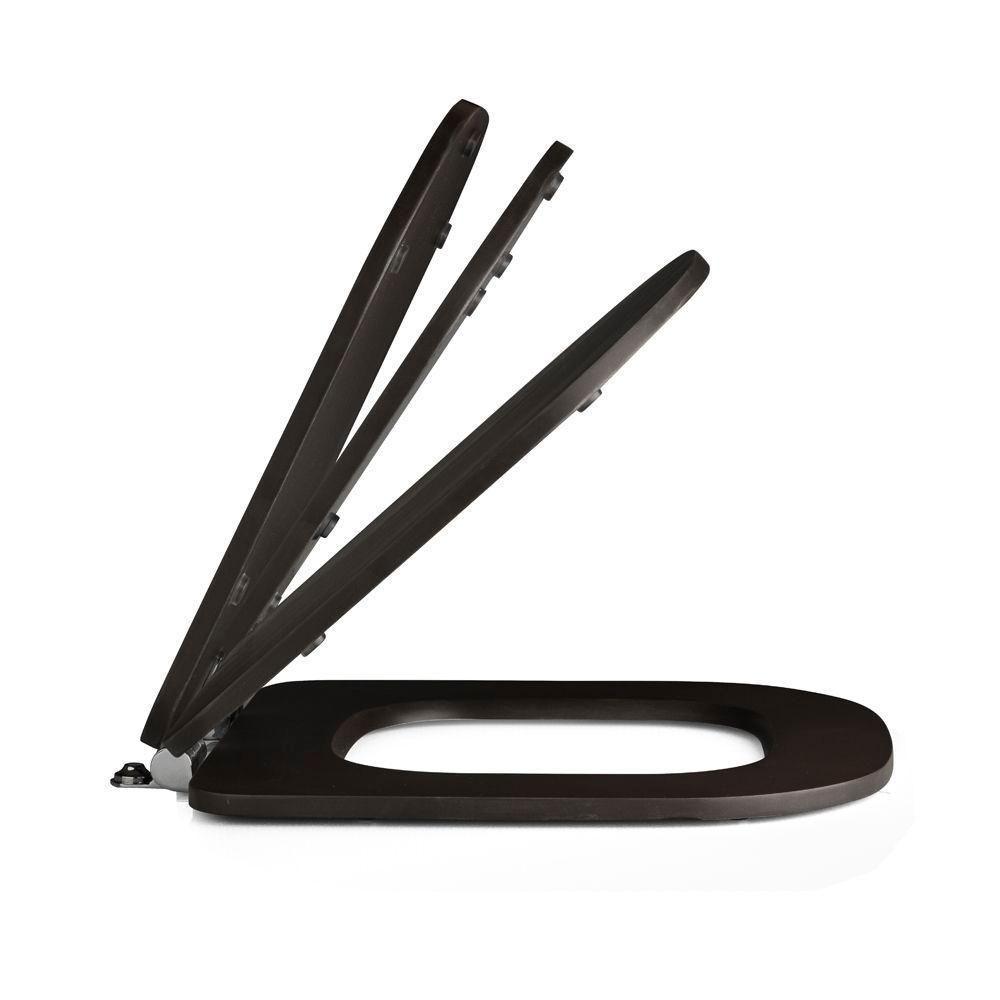 Assento Poliester Soft Close Piano Marrom Fosco Para Vaso Deca - 6