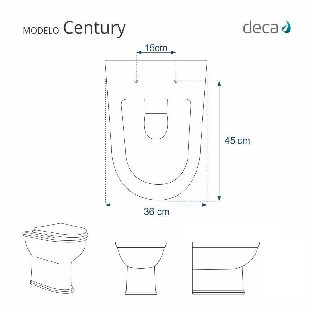 Assento Sanitario Poliester Century Cinza Real Para Vaso Deca - 5