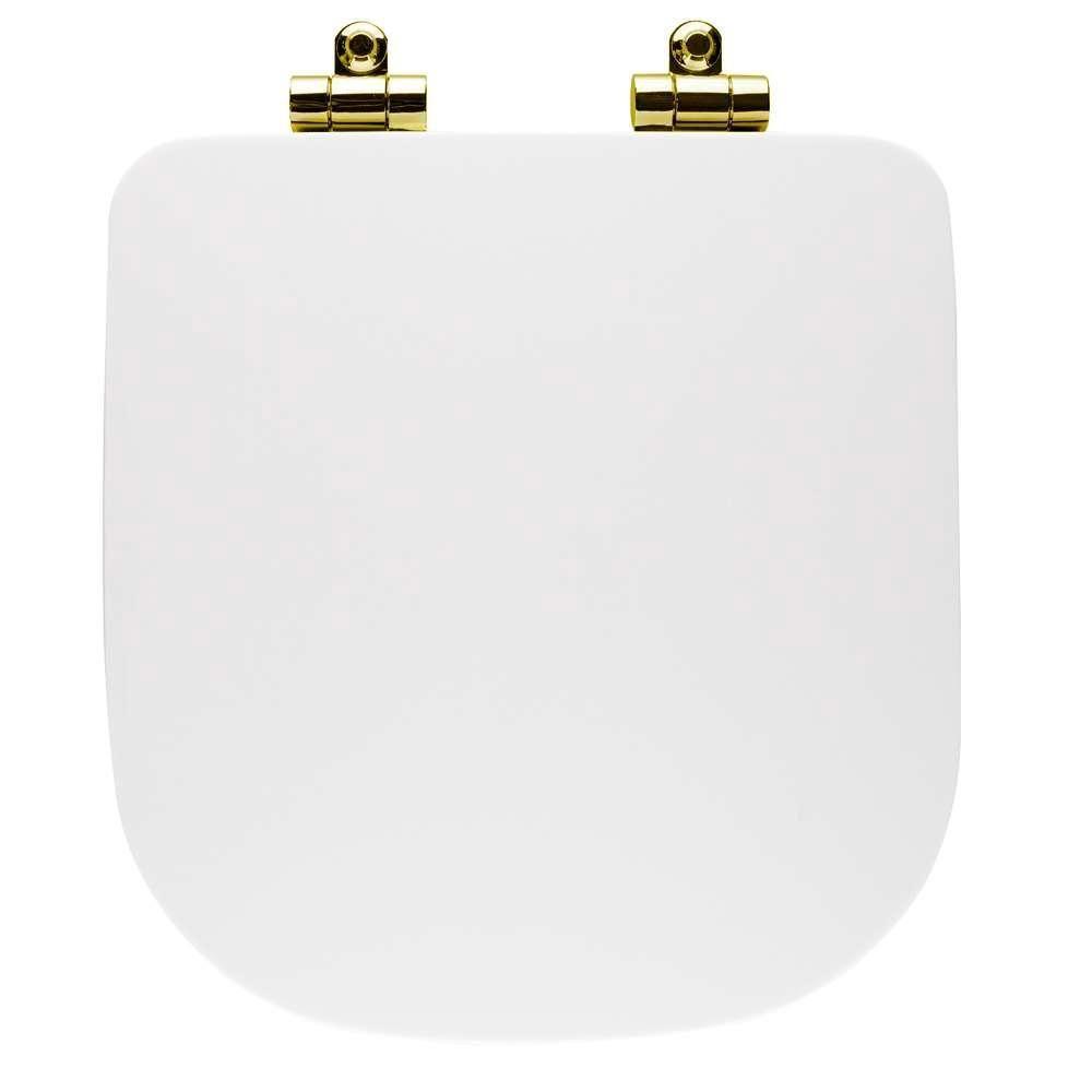 Assento Poliester Soft Close Antimicrobiano Unic Branco Para Vaso Deca Com Ferragem Dourada - 6