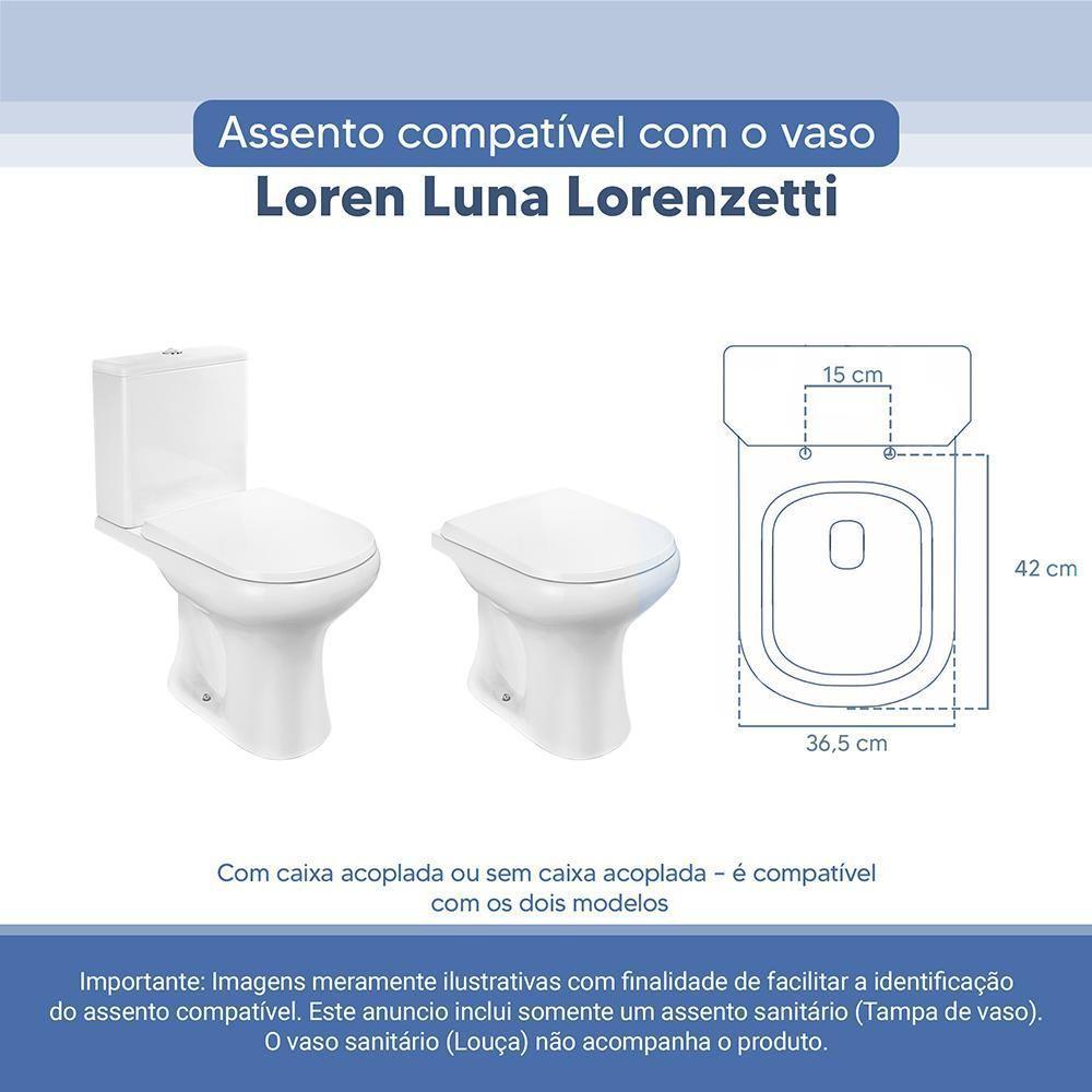 Tampa Vaso Sanitário Poliester Acrilico Loren Luna Branco Para Bacia Lorenzetti - 3
