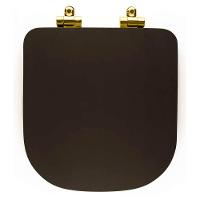 Assento Poliester Soft Close Piano Marrom Fosco Para Vaso Deca Com Ferragem Dourada - 3