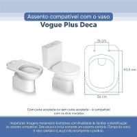 Tampa Vaso Sanitário Poliester Acrilico Vogue Plus Branco Para Bacia Deca - 3