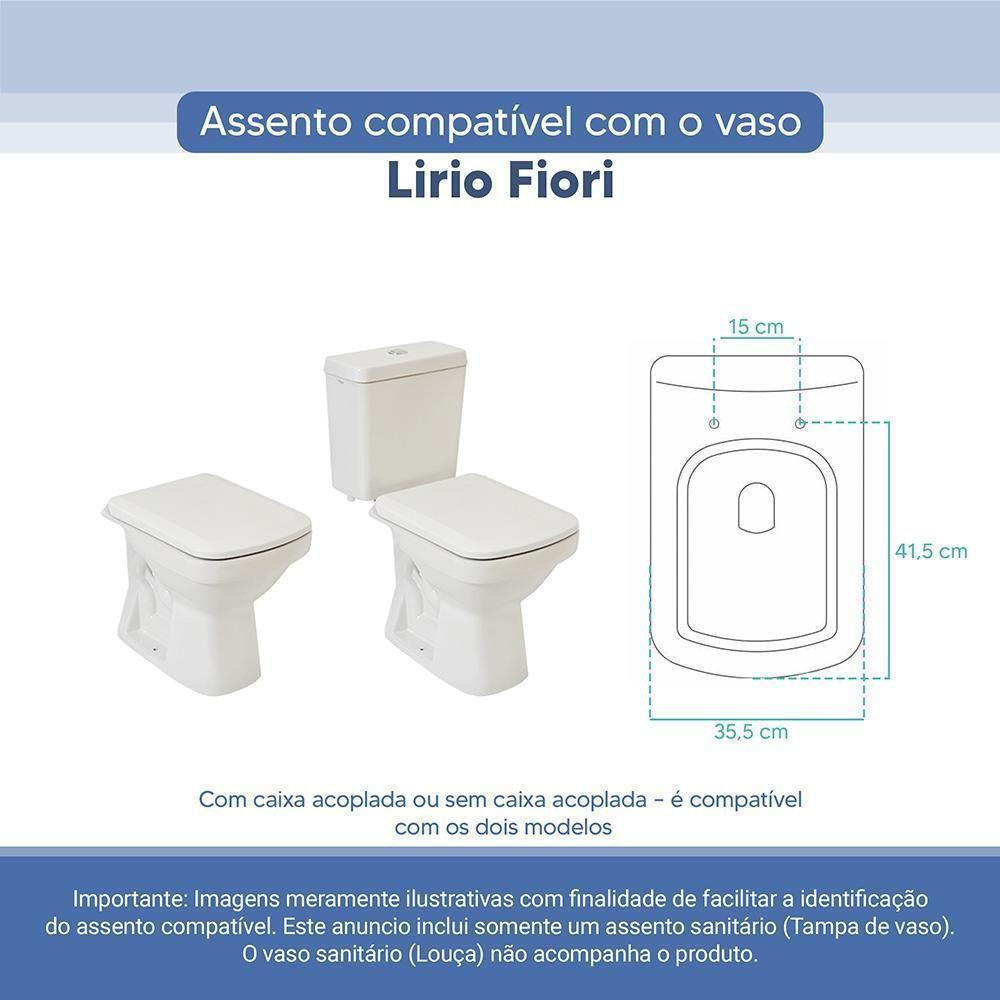 Tampa Vaso Sanitário Poliester Acrilico Lirio Branco Para Bacia Fiori - 3
