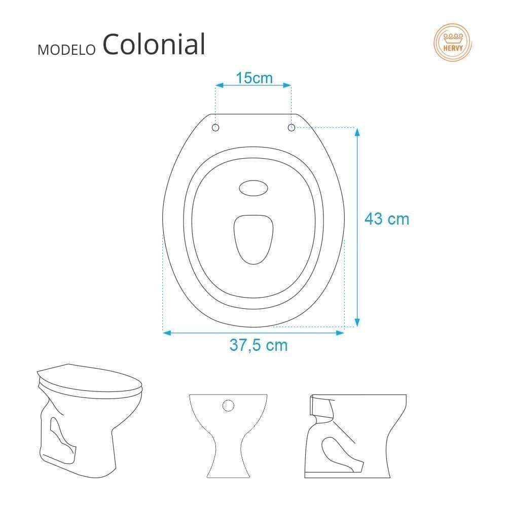 Assento Sanitário Com Amortecedor Colonial Branco Para Vaso Hervy Com Ferragem Dourada - 5