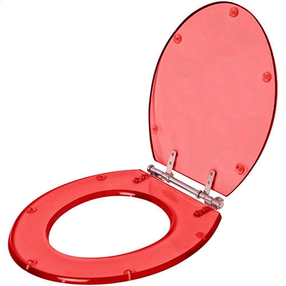 Assento Sanitário Poliester Izy Vermelho Transparente Para Louça Deca - 2