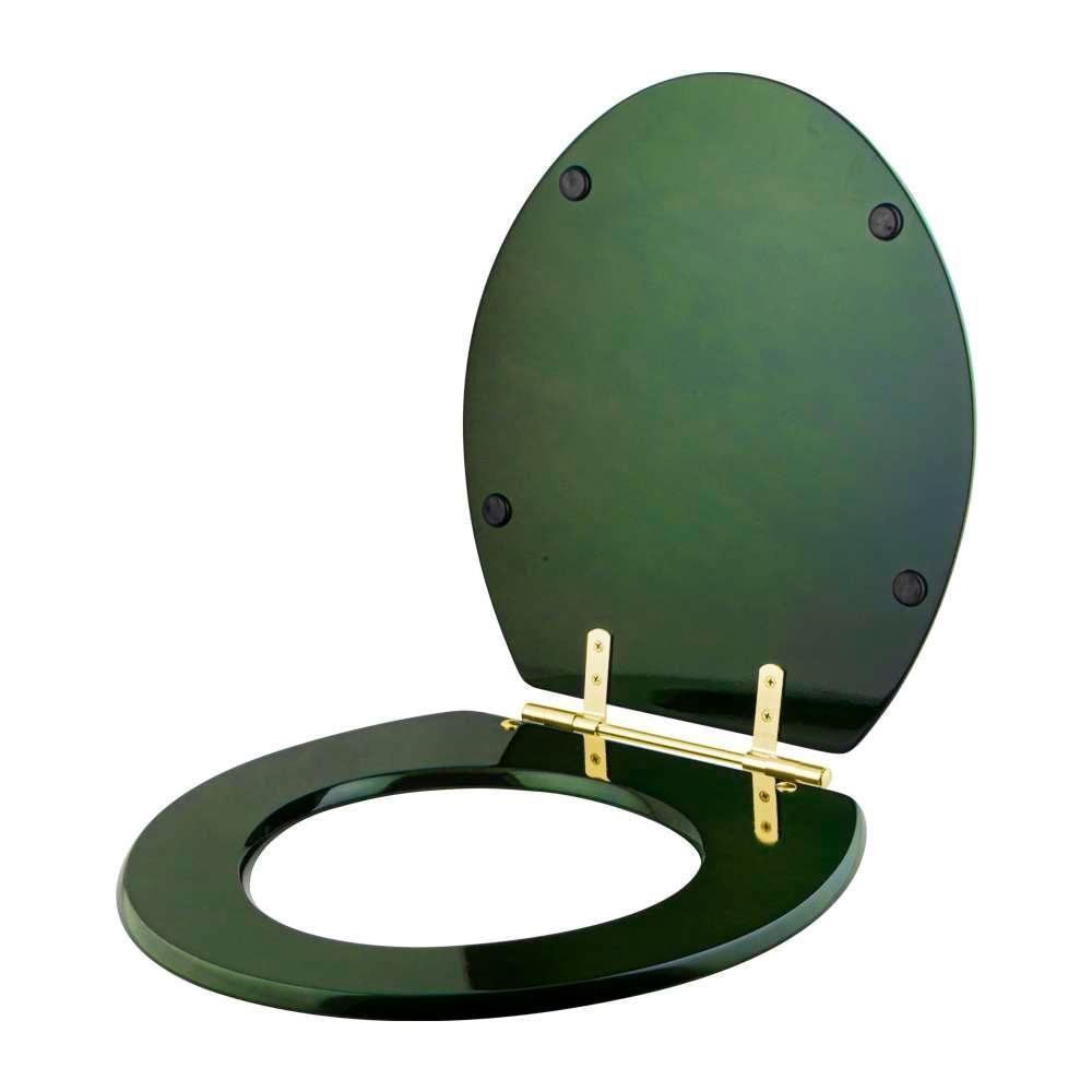 Assento Sanitário Convencional Oval Universal Verde Degradê Com Ferragem Dourada - 2