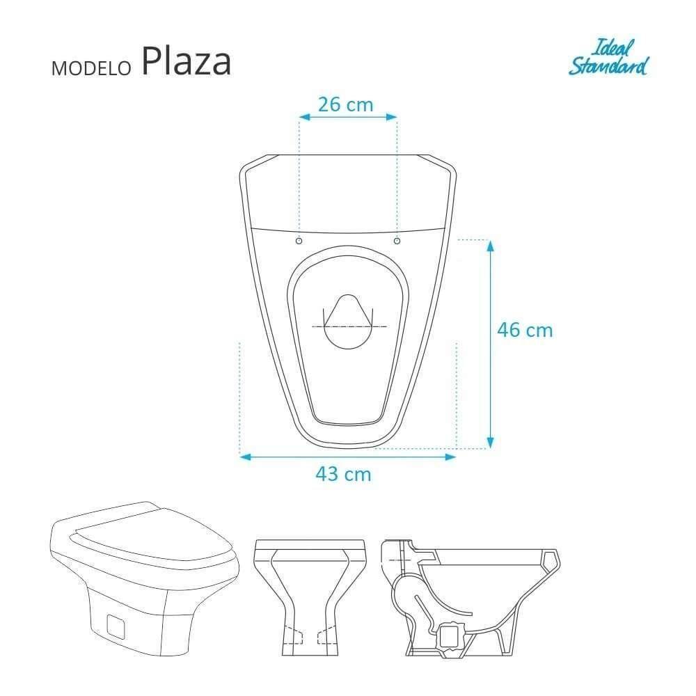 Assento Sanitário Poliester Plaza Preto Para Vaso Ideal Standard - 5