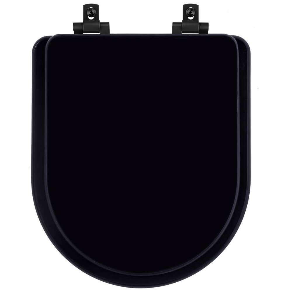Assento Sanitário Mdf Soft Close Carrara Preto Para Vaso Deca Com Ferragem Preta - 1