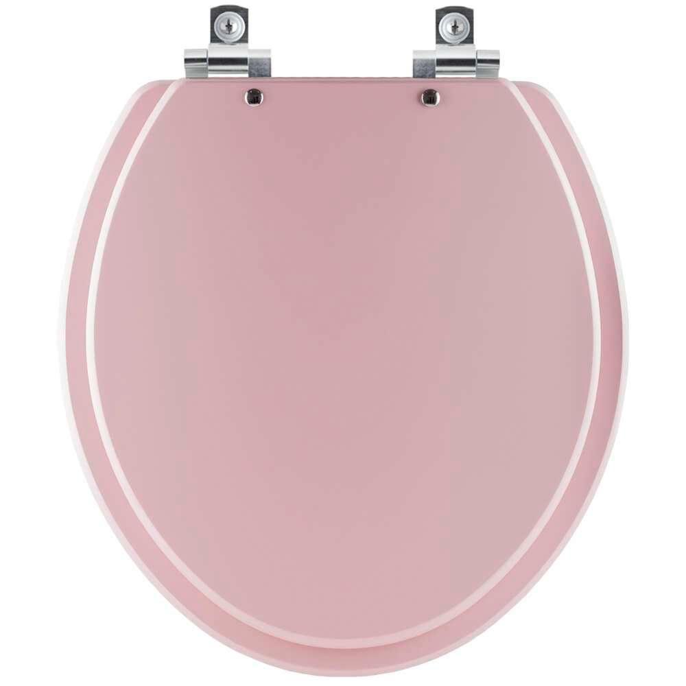 Assento Sanitário Com Fechamento Lento Convencional Oval Rosa Para Todos Os Fabricantes - 1
