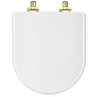 Assento Sanitário Com Fechamento Lento Meridian Branco Para Vaso Roca Com Ferragem Dourada - 1