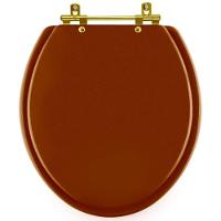 Assento Sanitário Convencional Oval Universal Caramelo Com Ferragem Dourada - 1
