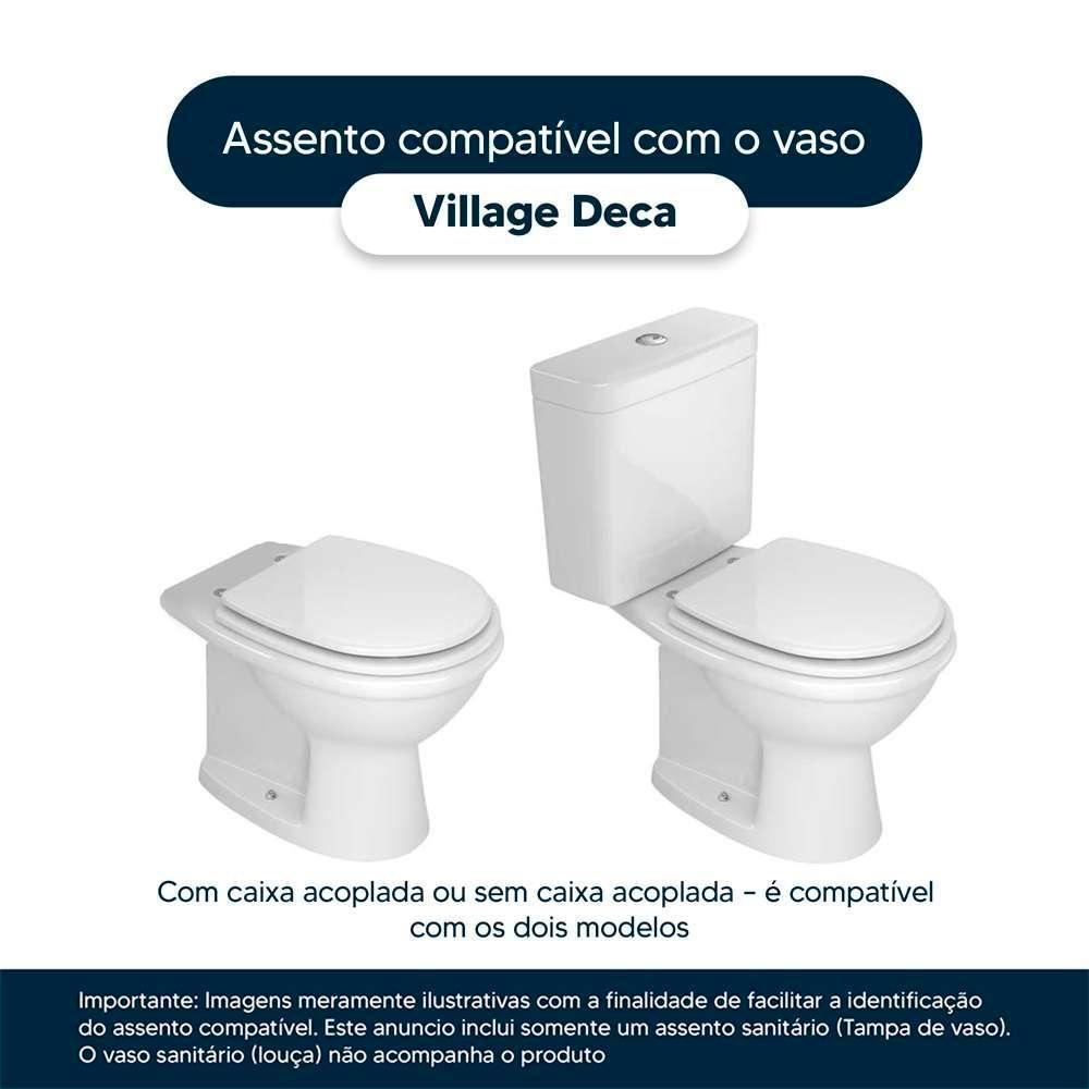 Assento Sanitário Com Fechamento Lento Village Cinza Vip Para Vaso Deca - 4