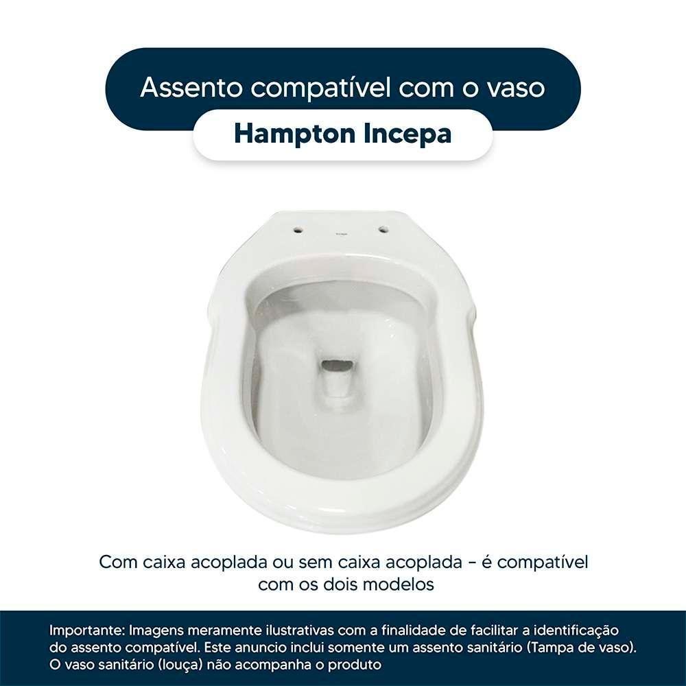 Assento Sanitário Com Amortecedor Hampton Biscuit Para Vaso Incepa Com Ferragem Dourada - 3