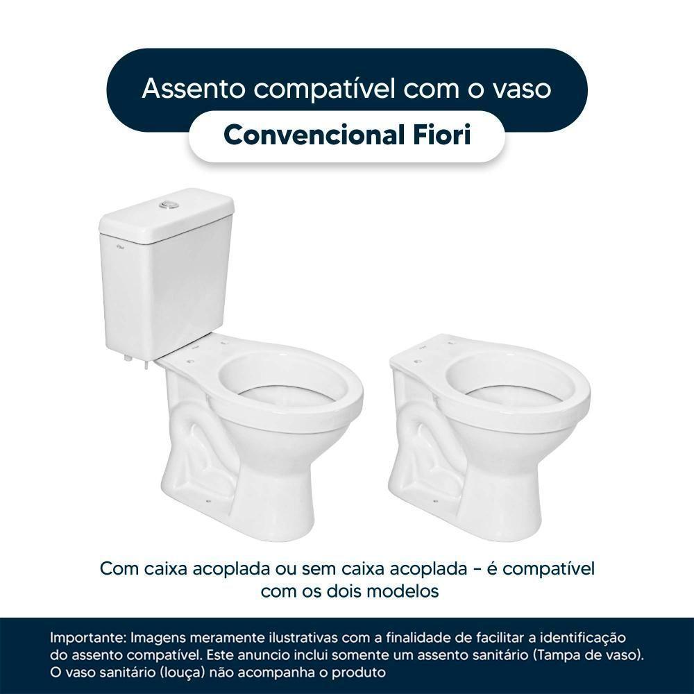 Assento Sanitário Com Amortecedor Fiori Branco Para Vaso Fiori Com Ferragem Dourada - 4