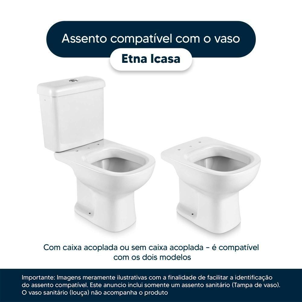 Assento Sanitário Com Amortecedor Etna Branco Para Vaso Icasa Com Ferragem Dourada - 4