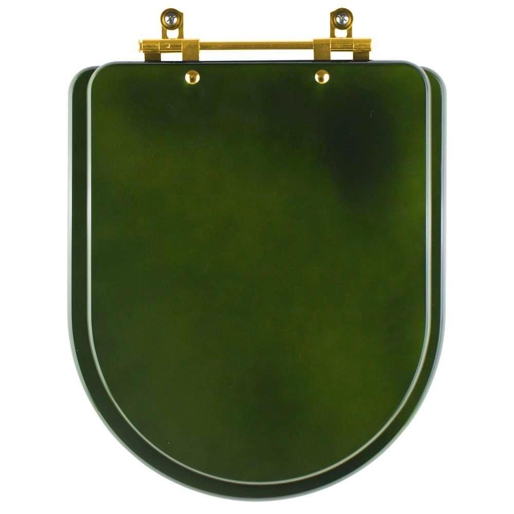 Assento Sanitário Carrara Verde Degrade Para Vaso Deca Com Ferragem Dourada - 1