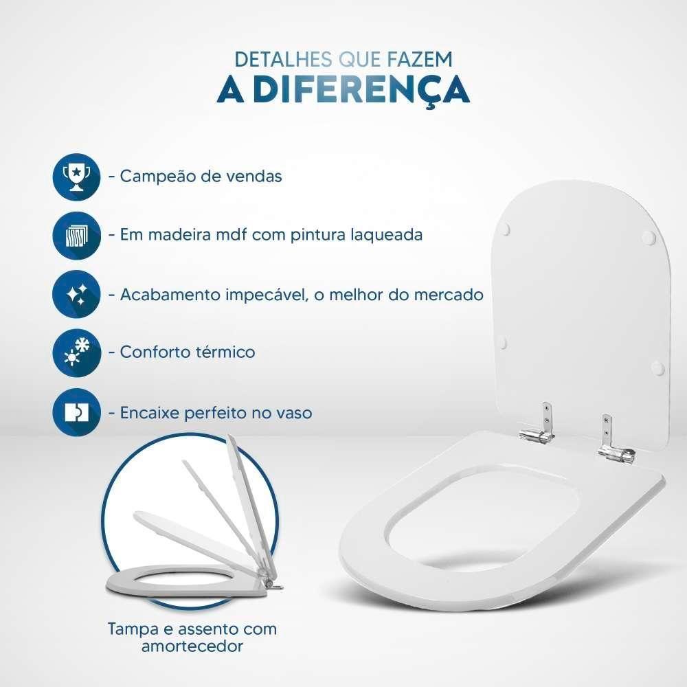 Assento Sanitário Com Fechamento Lento Vogue Plus Amendoa Para Vaso Deca - 5
