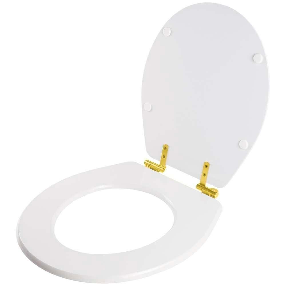 Assento Sanitário Com Fechamento Lento Avalon Branco Para Vaso Ideal Standard Com Ferragem Dourada - 2