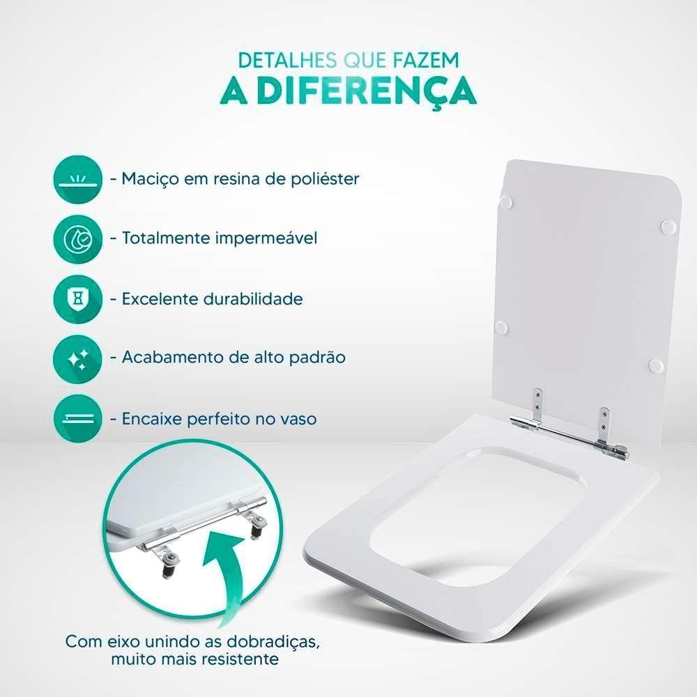Assento Sanitário Acrílico Square Cinza Para Vaso Incepa Cidamar - 3