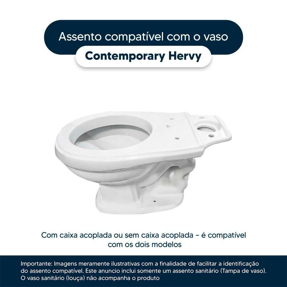 Assento Sanitário Com Fechamento Lento Contemporary Branco Para Vaso Hervy - 4
