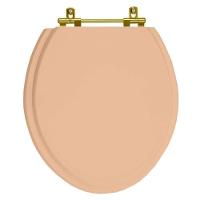 Assento Sanitario Poliéster Convencional Oval Pêssego 73 Para Vaso Celite Com Ferragem Dourada - 1