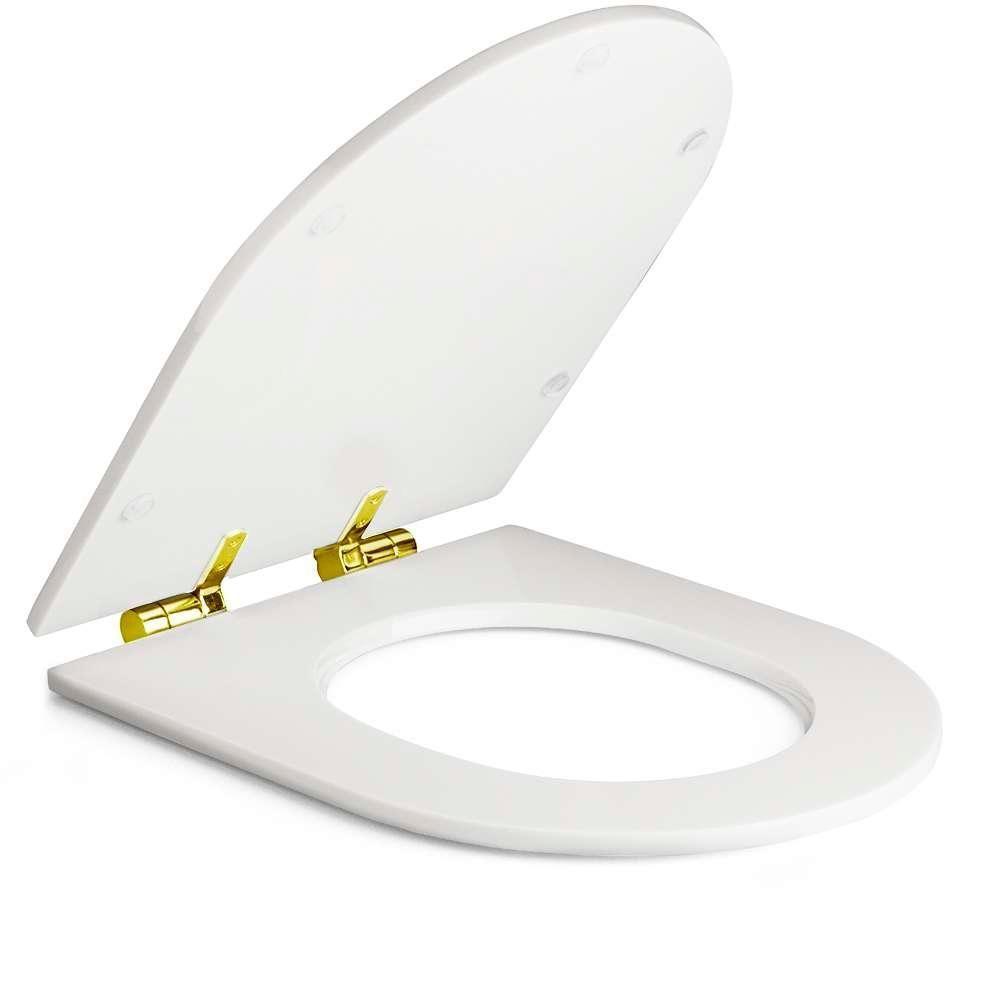 Assento Poliester Soft Close Antimicrobiano Link Lk Branco Para Vaso Deca Com Ferragem Dourada - 2