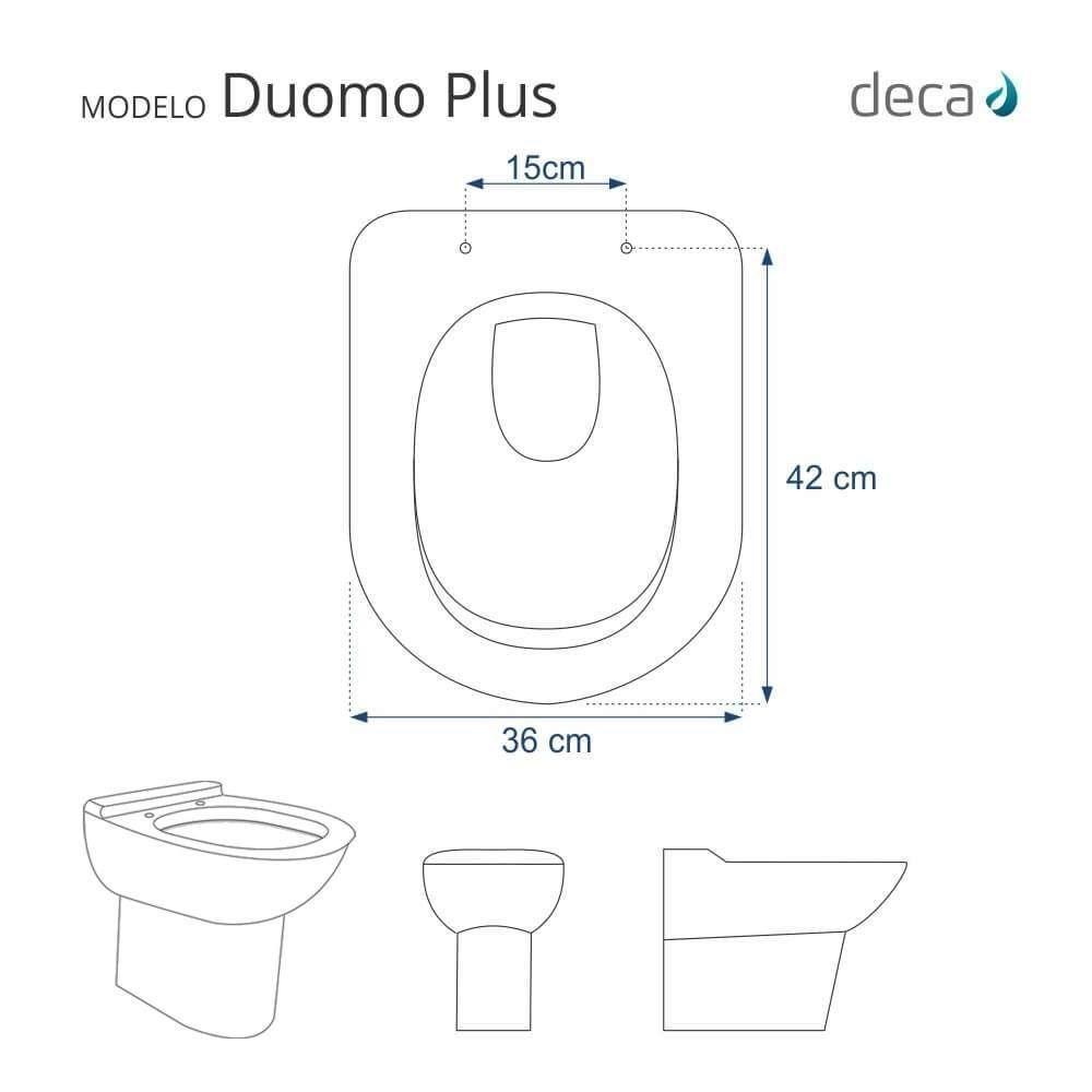 Assento Sanitário Poliéster Duomo Plus Branco Para Vaso Deca 1.6gpf 6lpf - 3