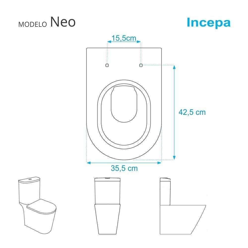 Assento Sanitário Poliéster Neo Branco Para Vaso Incepa 1.6gpf 6lpf - 5