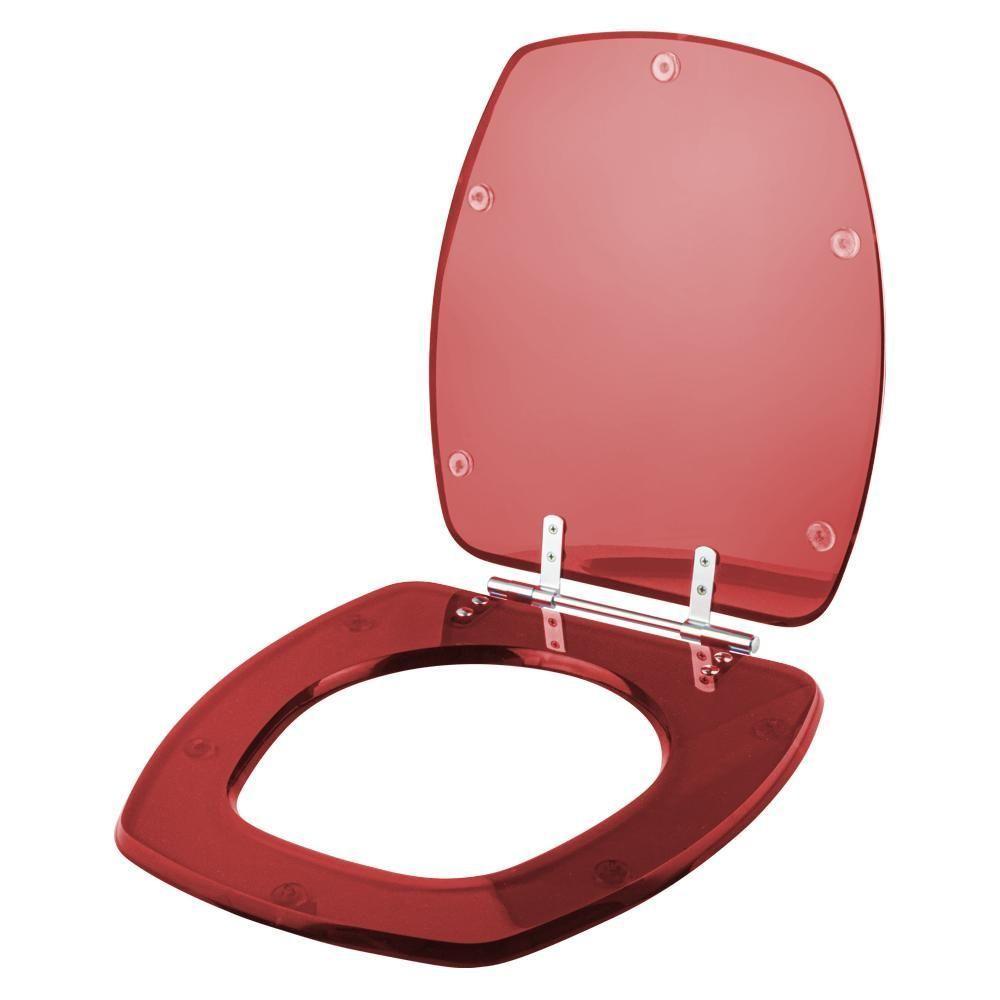 Assento Sanitário Poliester Thema Vermelho Transparente Para Vaso Incepa - 5
