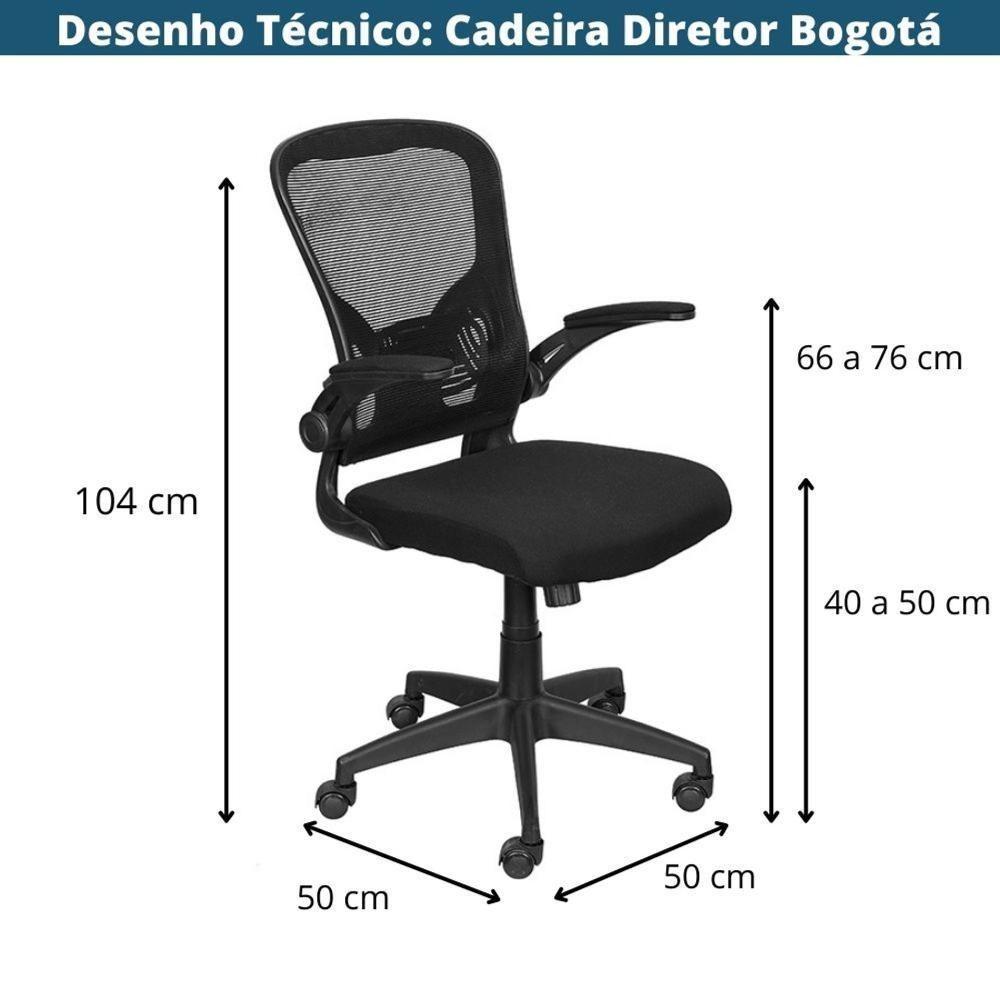 Cadeira Escritório Giratória Nr-17 Diretor Bogotá Or Design Tela Mesh Preta Base Rodízio Nylon Preto - 4