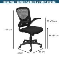 Cadeira Escritório Giratória Nr-17 Diretor Bogotá Or Design Tela Mesh Preta Base Rodízio Nylon Preto - 4