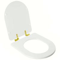 Assento Sanitário Com Amortecedor Meridian Branco Para Vaso Roca Com Ferragem Dourada - 2