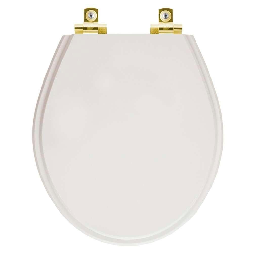 Assento Sanitário Com Amortecedor Ravena Cinza Real Para Vaso Deca Com Ferragem Dourada - 1