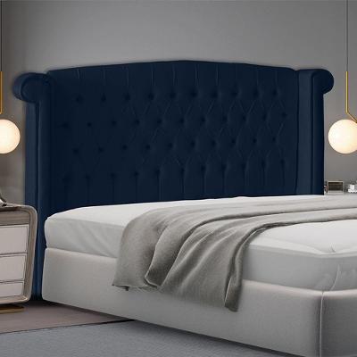 Cabeceira De Cama Box Toquio Casal 140 Cm Suede Azul Marinho Do Lar Móveis E Decoração
