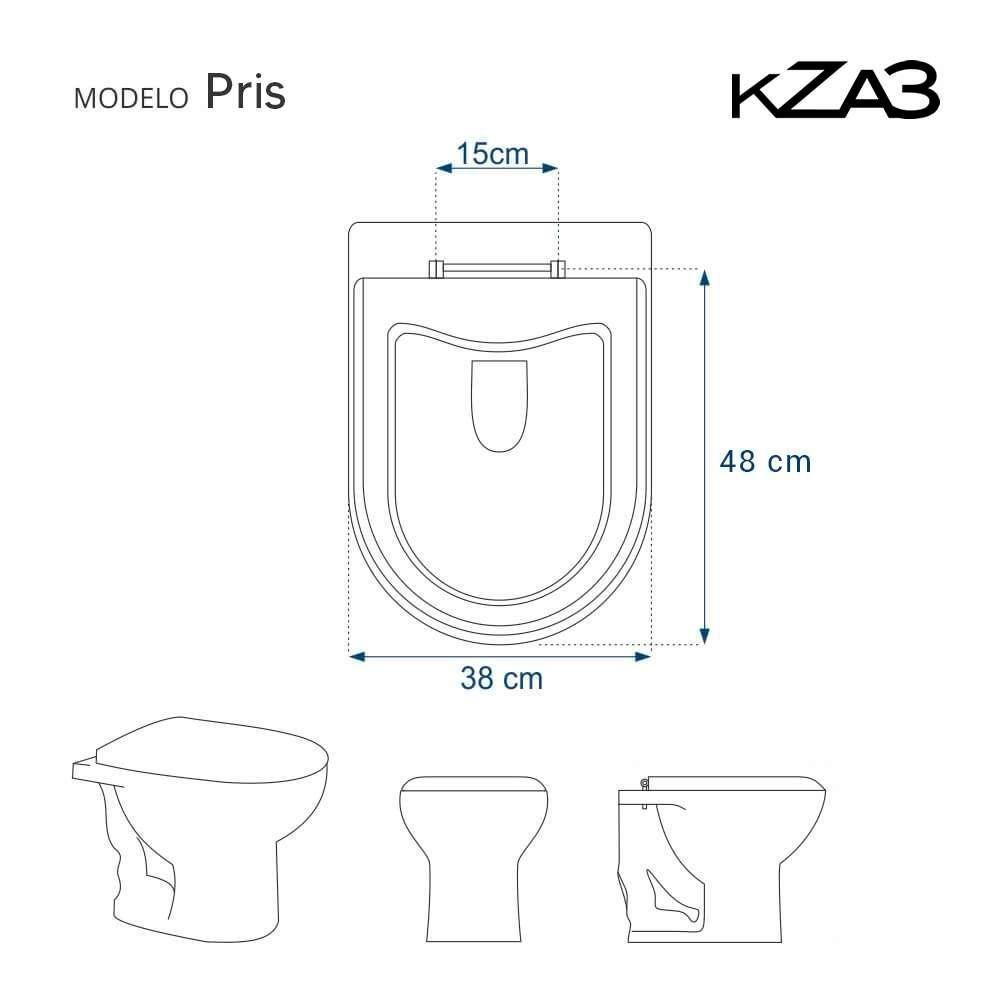 Assento Sanitário Com Fechamento Lento Pris Branco Para Vaso Kza3 - 3