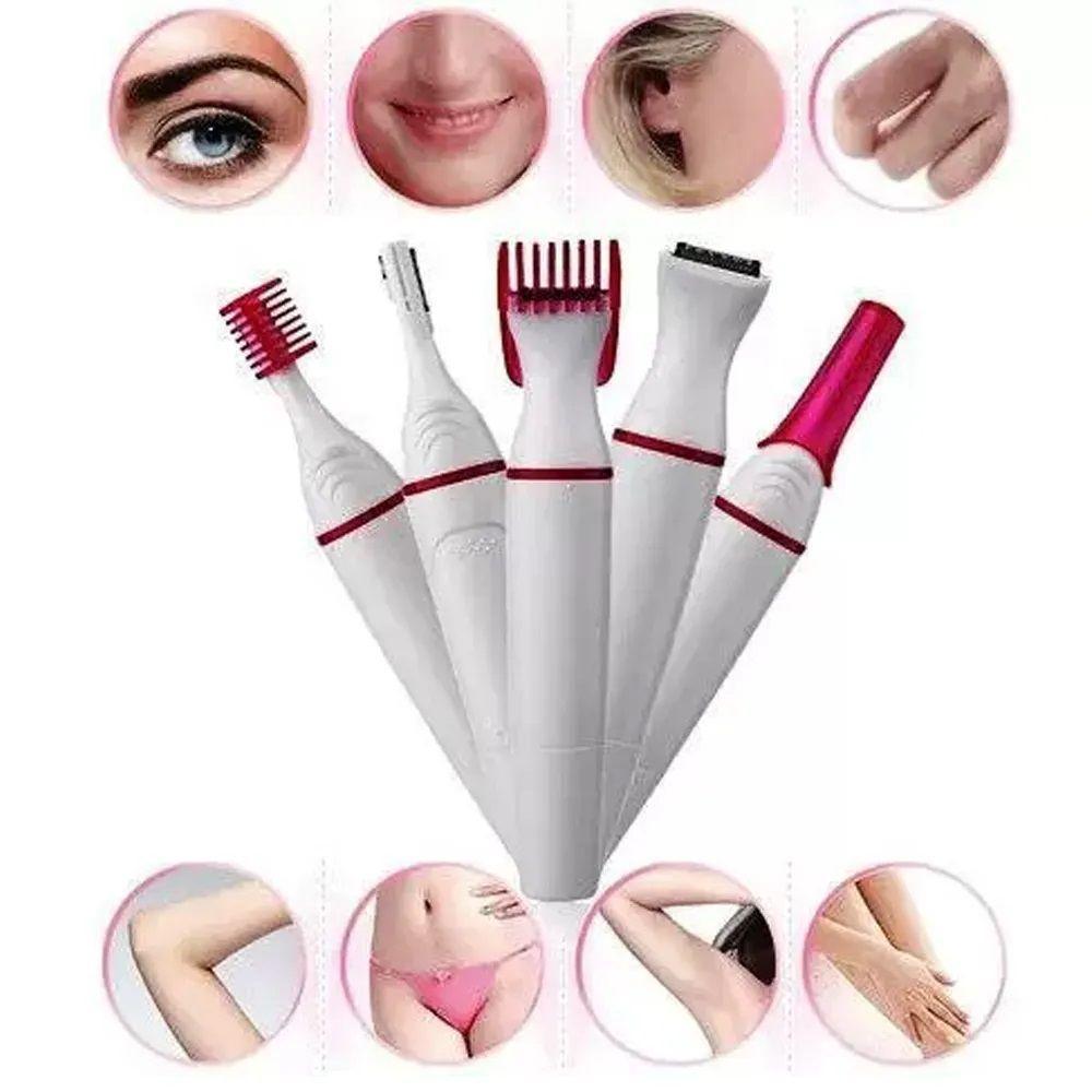 Depilador Elétrico Multifunções Removedor De Pelo 5 Em 1 Axilas Sobrancelhas Virilhas Pernas Branco - 3