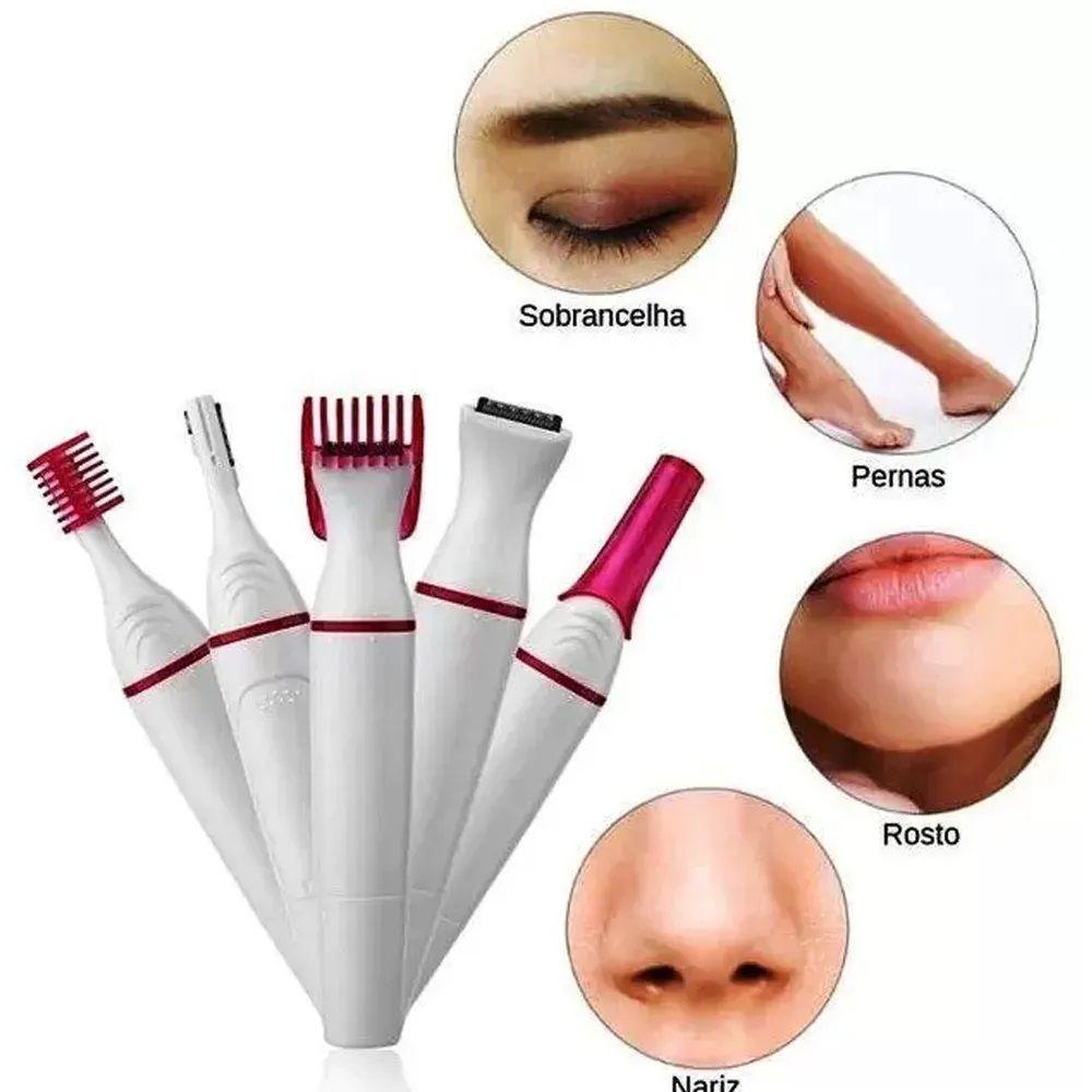 Depilador Elétrico Multifunções Removedor De Pelo 5 Em 1 Axilas Sobrancelhas Virilhas Pernas Branco - 6