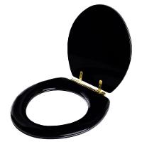 Assento Sanitário Almofadado Convencional Universal Preto Com Ferragem Dourada - 2