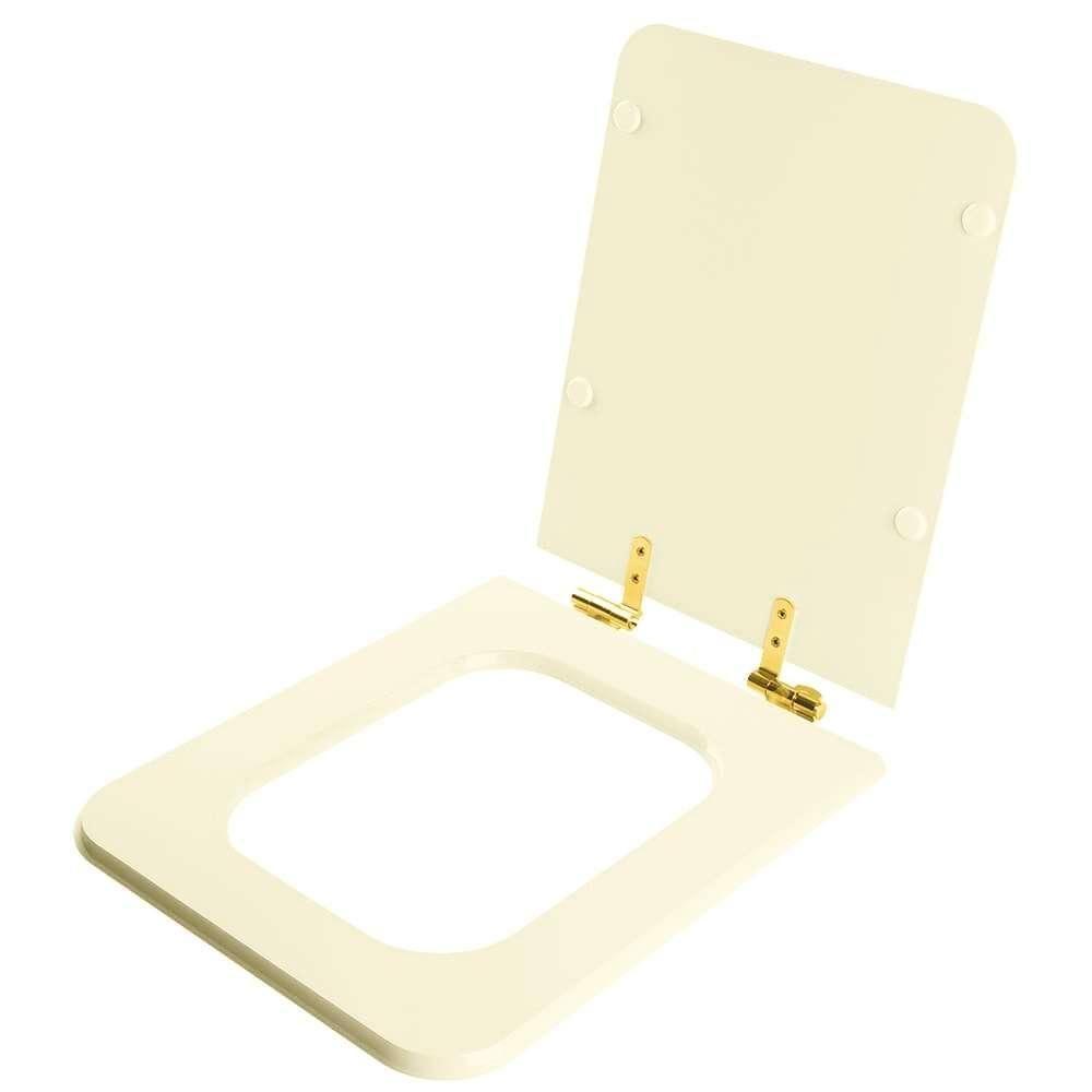 Assento Sanitário Soft Close Square Biscuit Para Vaso Incepa Com Ferragem Dourada - 2