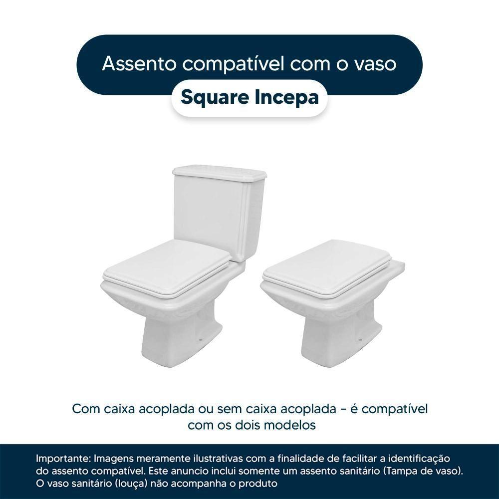 Assento Sanitário Soft Close Square Biscuit Para Vaso Incepa - 4