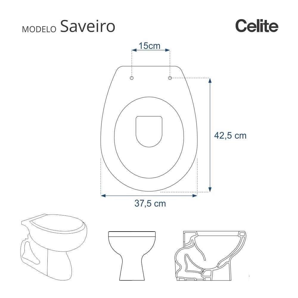 Assento Sanitário Saveiro Preto Para Vaso Celite - 5