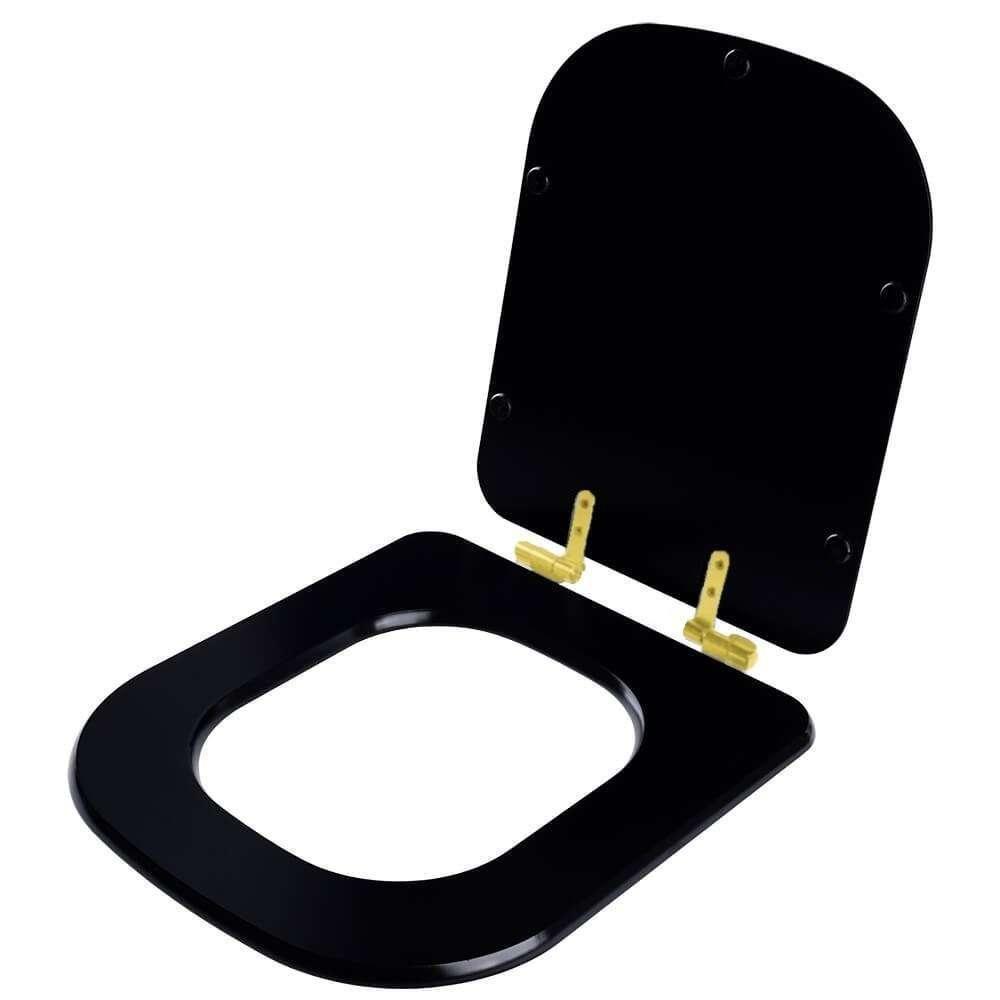 Assento Sanitário Soft Close Axis ébano (preto) Para Vaso Deca Com Ferragem Dourada - 2