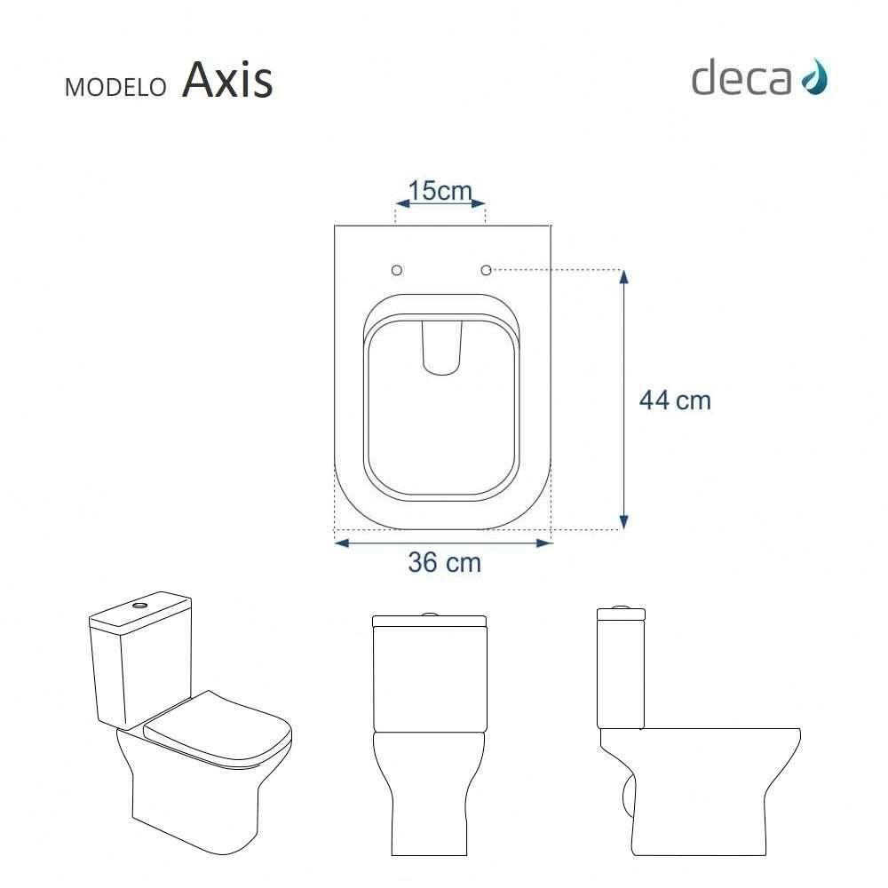 Assento Sanitário Soft Close Axis ébano (preto) Para Vaso Deca Com Ferragem Dourada - 3