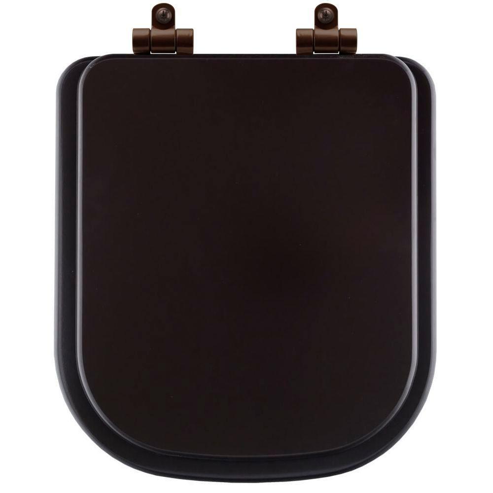 Assento Sanitário Poliéster Soft Close Piano Marrom Fosco Para Vaso Deca Com Ferragem Marrom - 1