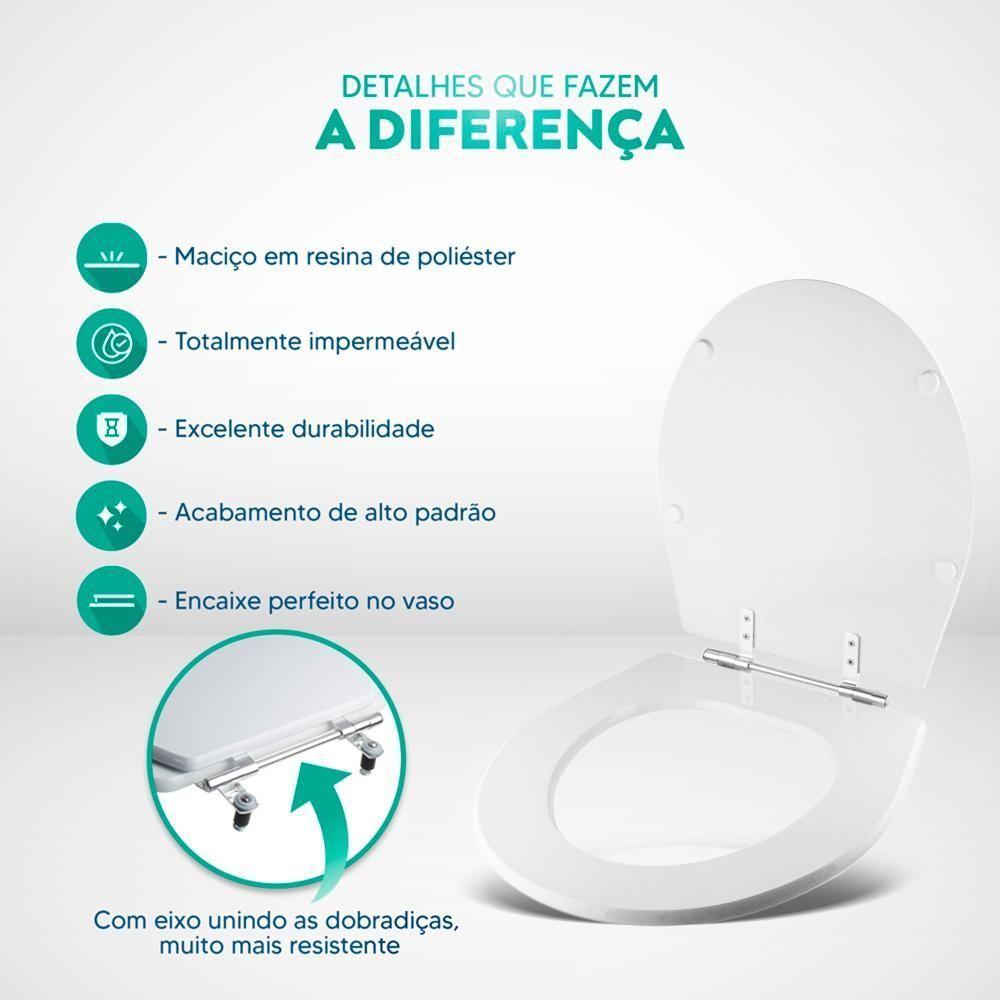 Assento Sanitário Poliéster Windsor Branco Para Vaso Deca - 3